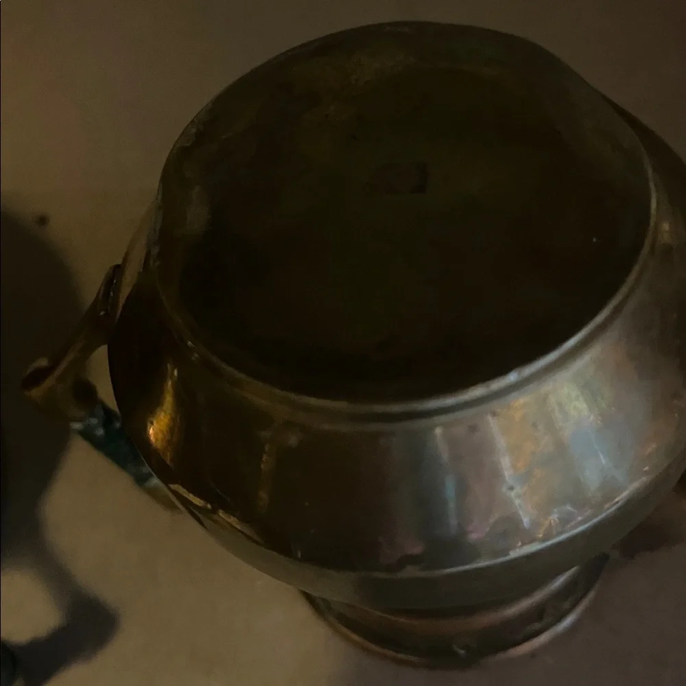 Vintage Brass Sugar Bowl and Creamer Set as found